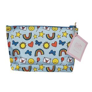 NEW Thirty-one 31 Zipper Pouch On Our Sleeves Rainbow Heart Butterfly Sun Medium
